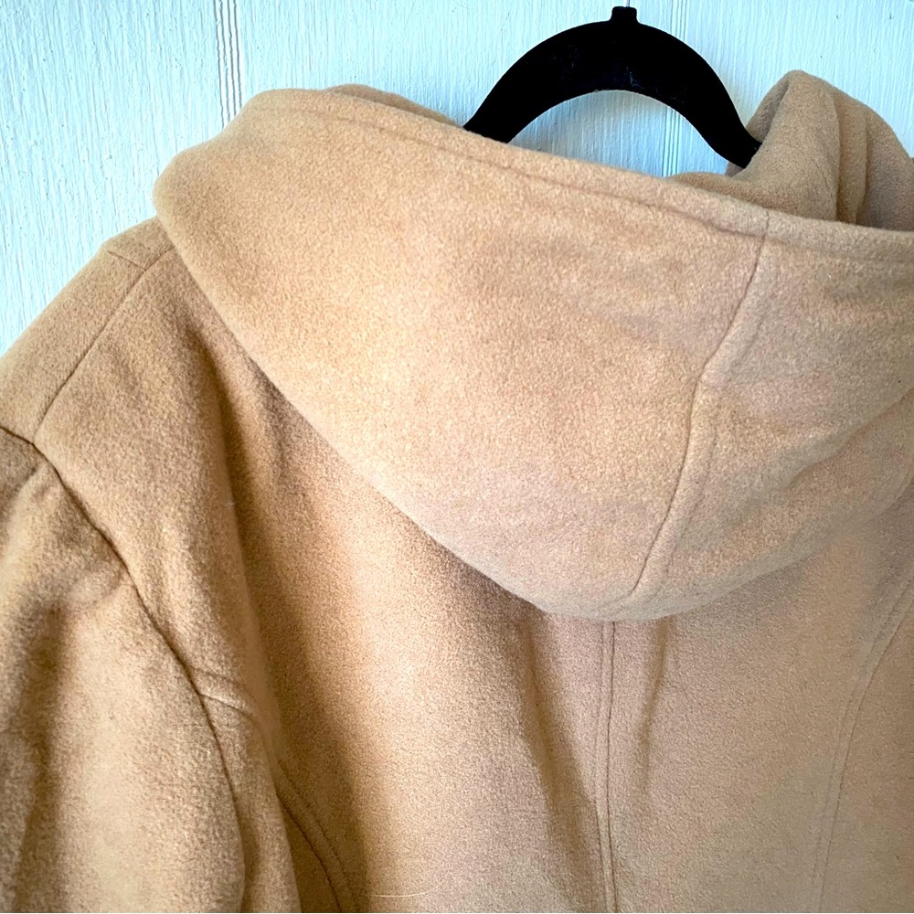 Anne Klein beige hooded button up winter peacoat wool blend - Picture 4 of 8